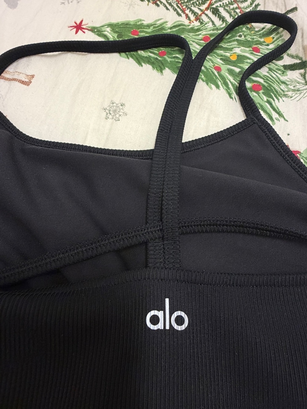 ALO Yoga Black Ribbed Strappy Cropped Tank - Picture 2 of 3